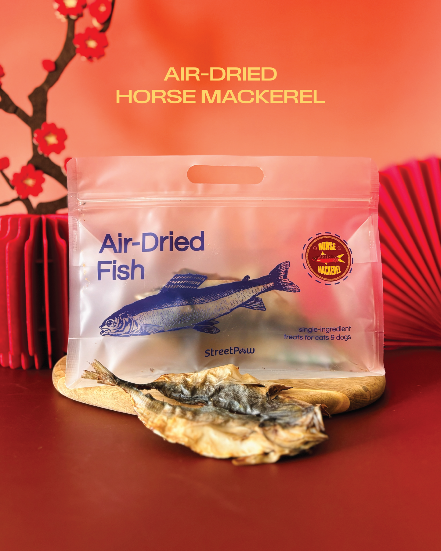 Air Dried Wild Caught Horse Mackerel (60/100g) [For Dogs🐶 and Some Cats (if they like crunchy stuff)🐱]
